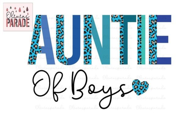 Auntie of Boys Blue Leopard Print Png Design