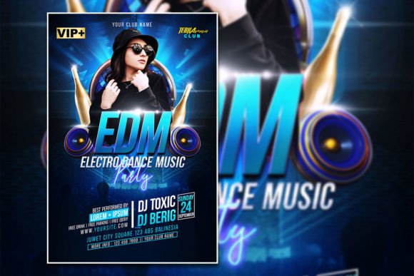 Electro Music Party Flyer or Poster Template