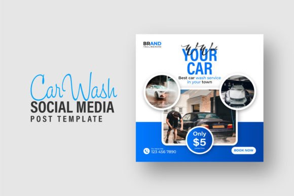 Professional Car Wash Service Square Social Media Template