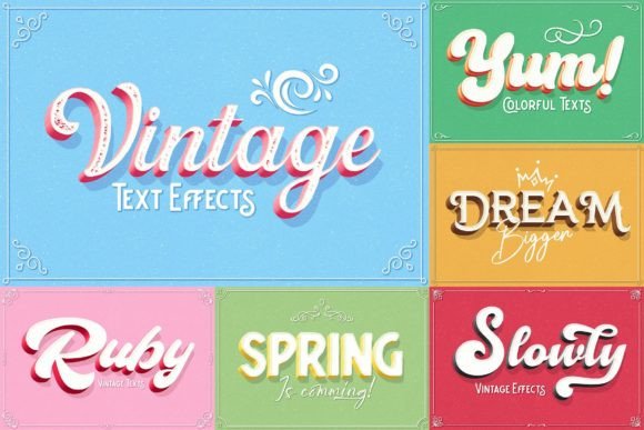 Vintage Text Effects: Retro Charm in Fresh Colors