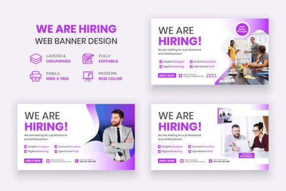 We Are Hiring and Job Vacancy Web Banner